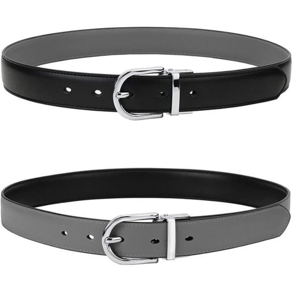 Falari Reversible Belt Genuine Leather Single Prong Buckle (1 Belt for 2 Colors)